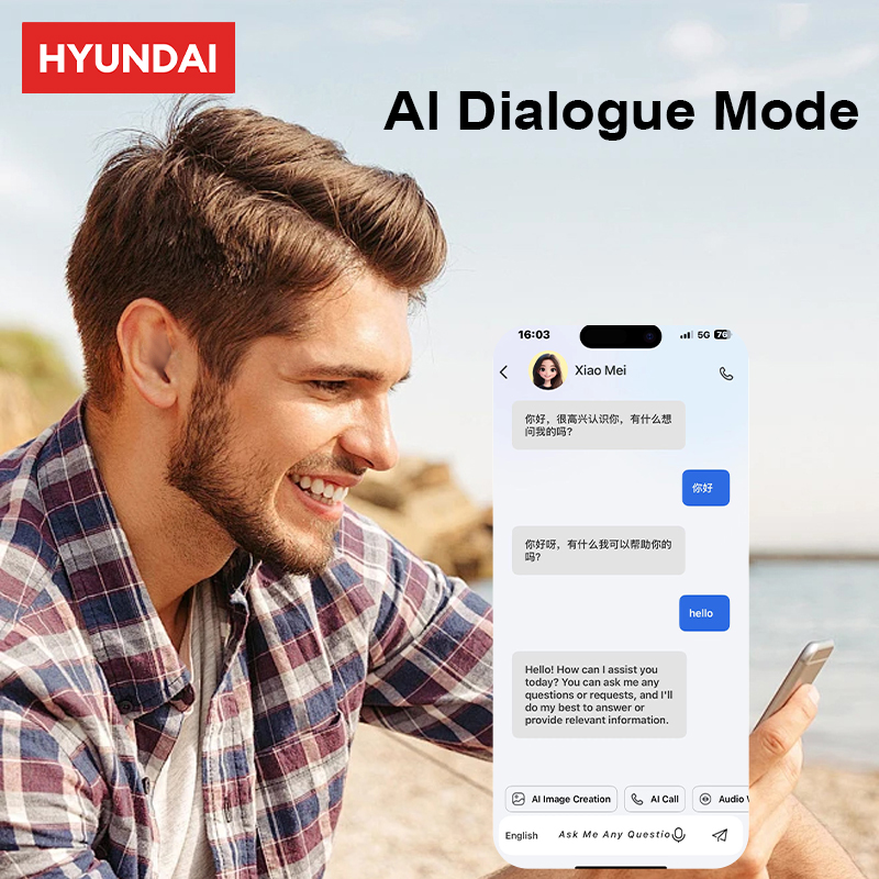 HYUNDAI AI Translation Smart Glasses Bluetooth Earphones Wireless Sunglasses Audio with TWS Headphones For Music and Call HY-C8 AI