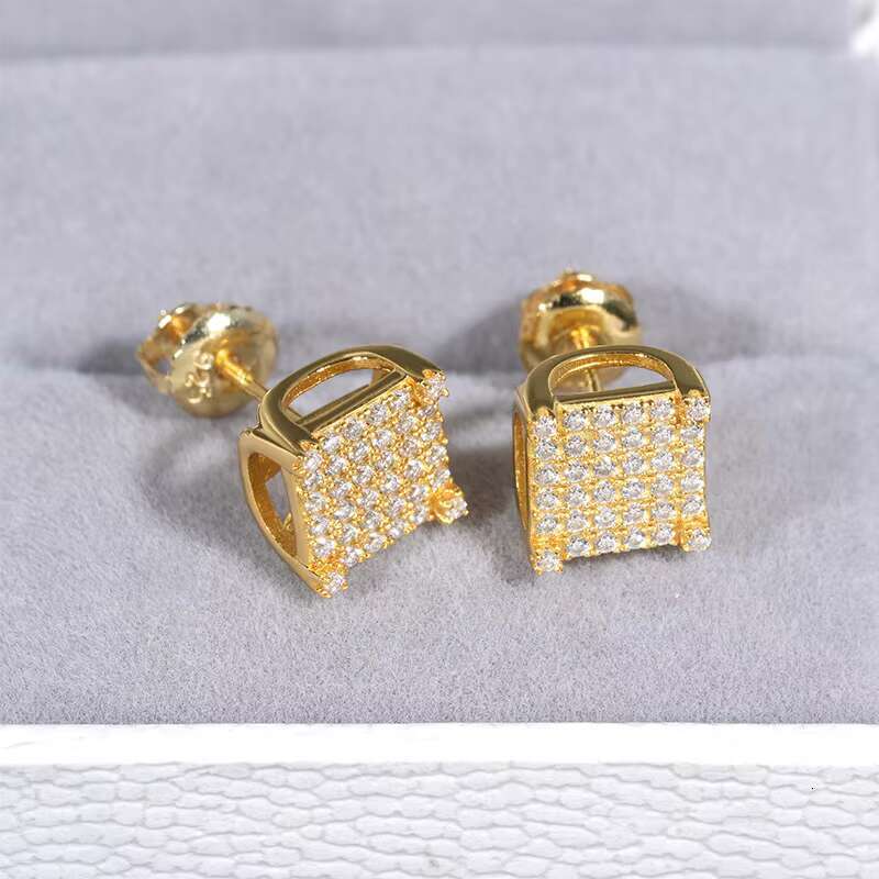 Iced Out New Style 925 Sterling Silver Moissanite Stud Earrings Hip-hop Earrings