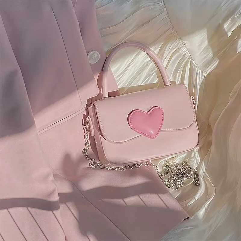 2024 Summer New Pink Love Color Girl Cute Small Square Bag Fashion Hand Chain Crossbody Bag XJ2520616