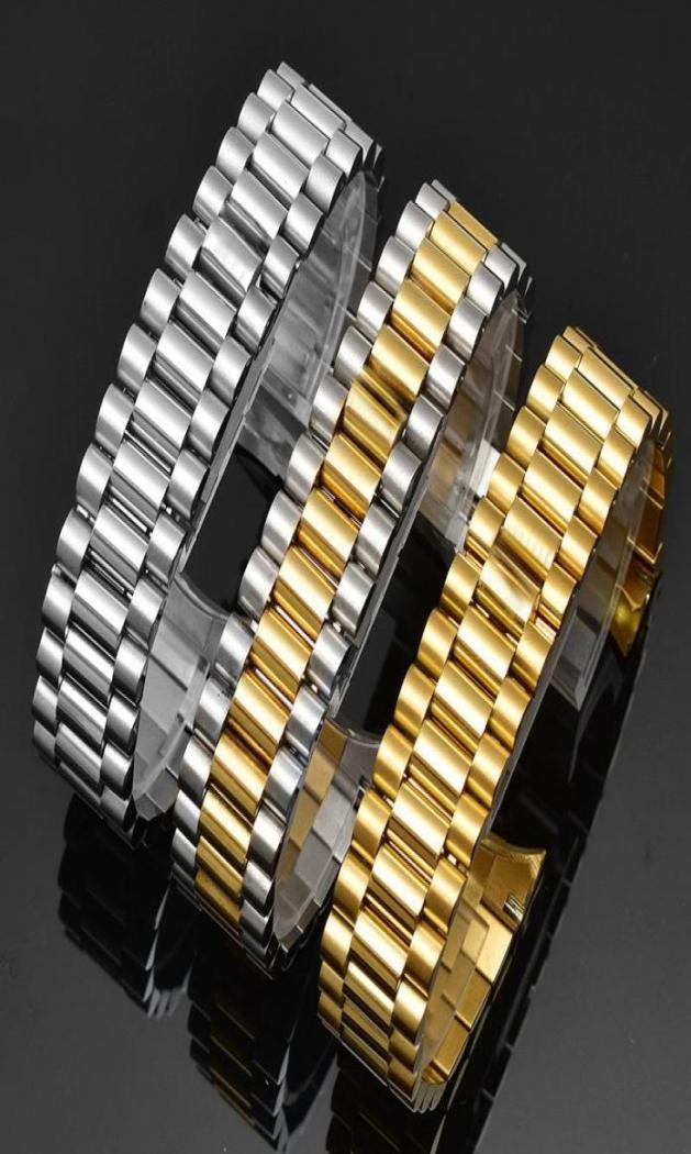 Watch Bands 13 17 20mm Solid Stainless Steel Watchband For Role X DATEJUST Silver Gold Strap Wrist Bracelet Folding Clasp Logo On1183038