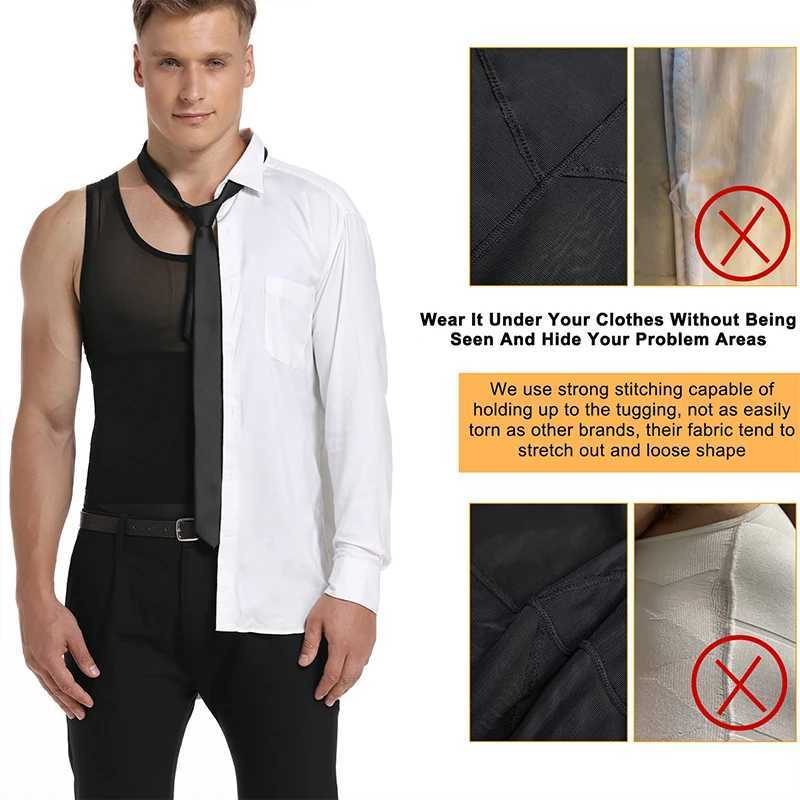 Compression Shirt Men Sleeveless Tummy Control Body Shaper Waist Trainer Belly Flat Abdomen Undershirt Tank Top Workout Shirt W250616