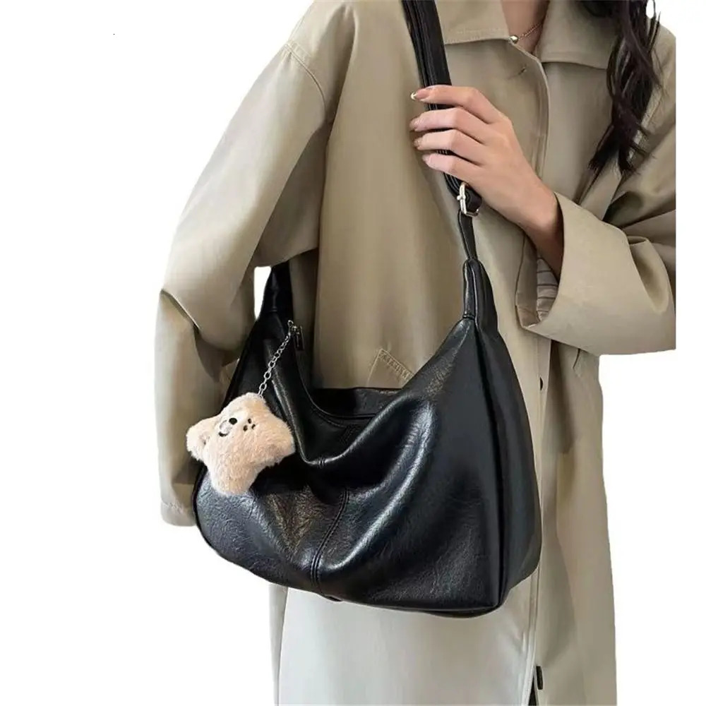 Trendy Slouchy Shoulder Bag for Women PU Leather Large Capacity Ladies Hobo Tote Bag Retro Underarm Bag 250609