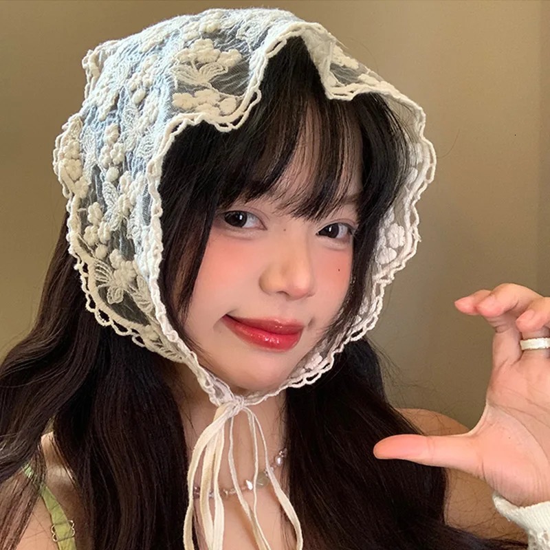 Sweet Countryside Style Triangle Bandana Wraps Turban Lace Hair Scarf Headbands Hair Accessories Triangle Scarf Girls 250610
