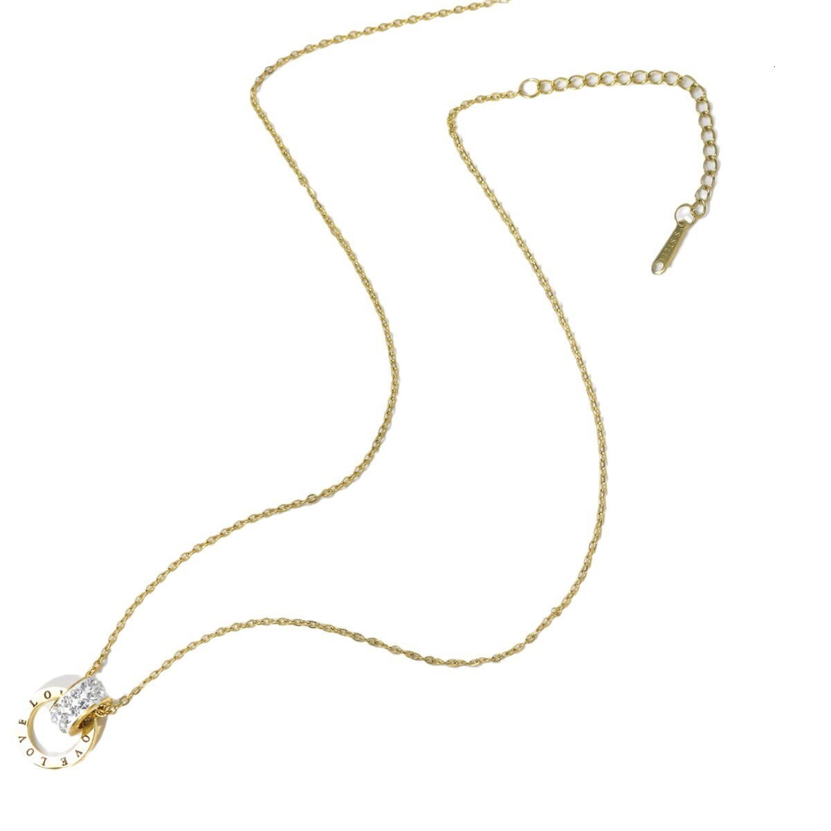 Fashion Light Style Simple Personality Dia-Encrusted Roman LOVE Necklace for Women High-End Titanium Steel Non-Fading Jewelry