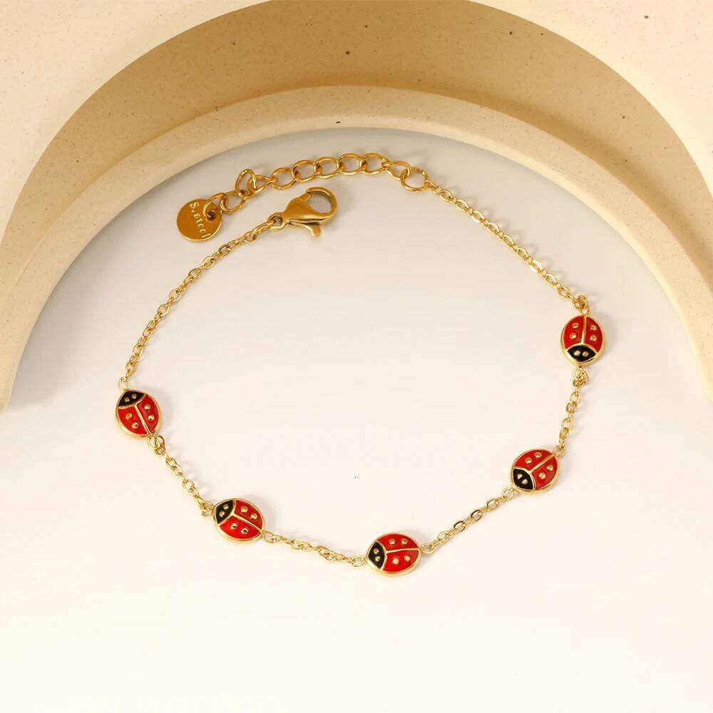 LUXUSTEEL Fashion Cute Accessories Women's Jewelry Beetle Accessories+Round Gold Color Bracelet Hypoallergenic Birthday Gift