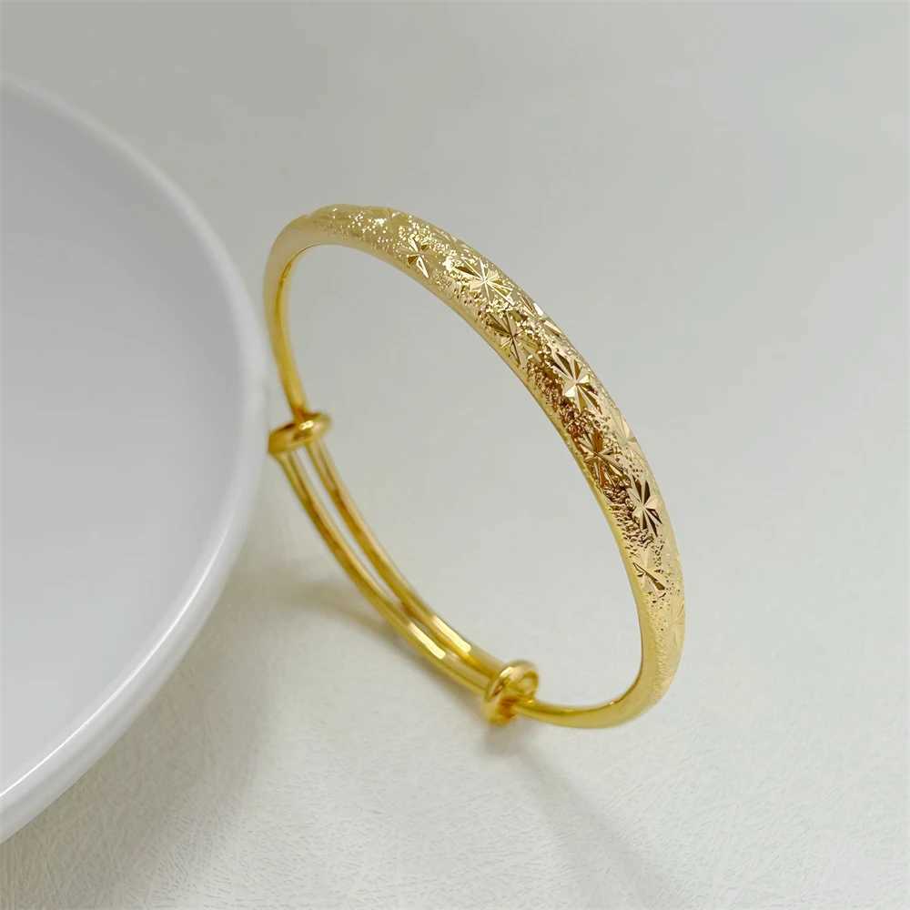 Womens Hand Gold Color Smooth Stars Cuff Bangles Adjustable Pulsera Femme Wedding Jewelry Accessories Party Gifts Z250616