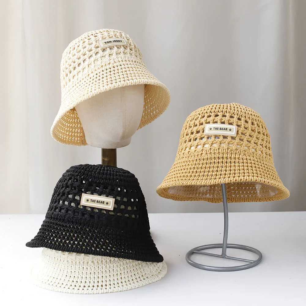 2025 Women Bucket Hat Summer Hollow Out Thin Breathable Sun Hat Female Beach Panama Cap Fold Outdoor Leisure Fisherman Hat M250616