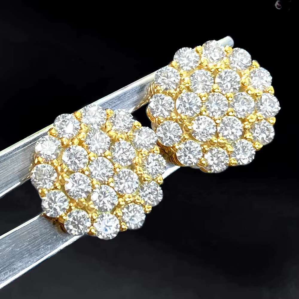 Women Mens Hip Hop Jewelry Sparking Iced Out Moissanite Earrings GRA 925 Sterling Silver VVS Moissanite Cluster Stud Earrings