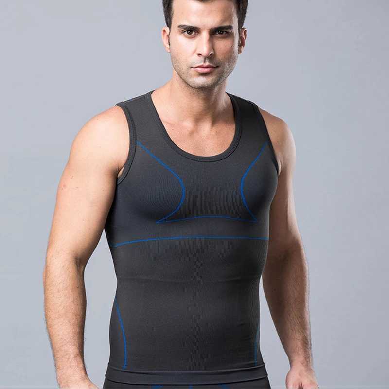 Men Bamboo Shapers Strength Belly Tops Slimming Chest Vest Compression Body Seamless W250616