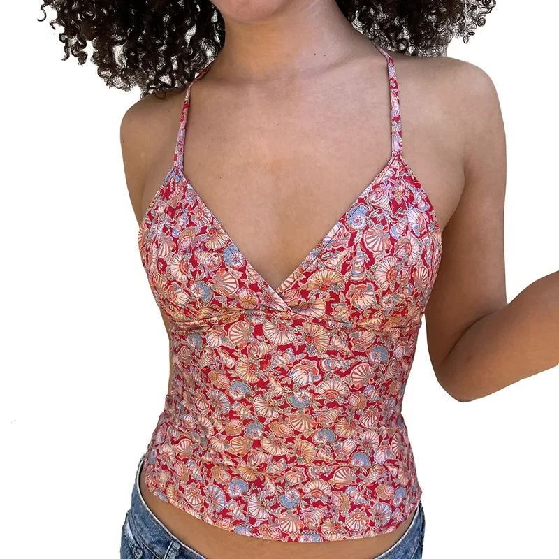 Fashionable Printed Slimming Strap Womens Top Q25TP134 Style Summer Arrival Backless Hybrid Fabric Vest 250613