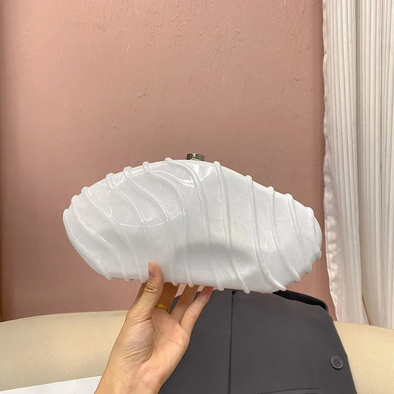 Elegant Acrylic Womens Handbag With Stone Pattern Simple Chain Crossbody Bag For Evening Events Hard Texture Chinese Origin 250614