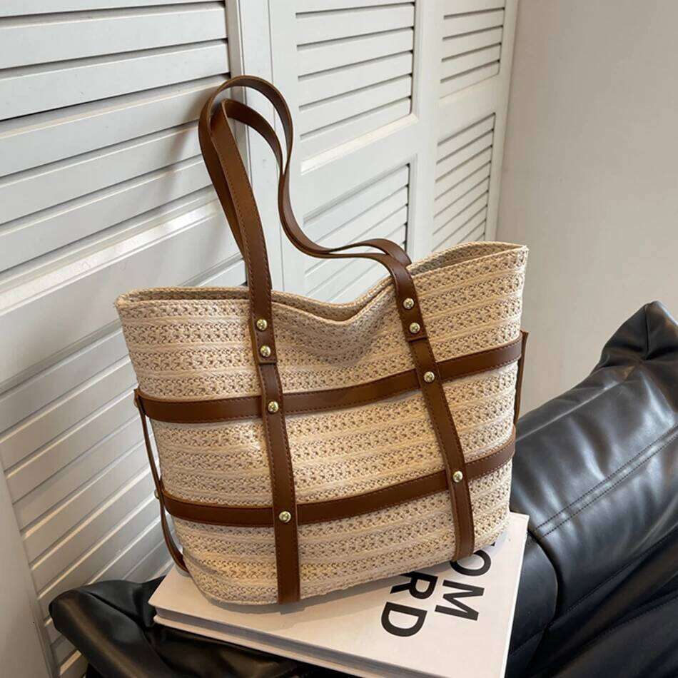 Brand Large Capacity Weave Straw Shoulder Bags For Women Casual Tote Travel Shopper Beach Bag Handmade Handbags