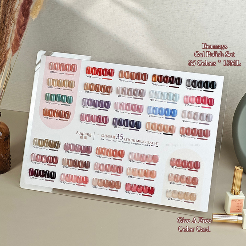 Roramys Spring Summer Frozen Gel 35PCS Nail Polish Kit,Color Card,Transparent Nail Art Nail Polish,Immersive UV LED Base Paint Nail Paint Wholesale Fa
