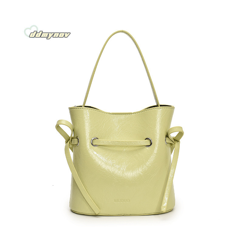 Korean Style Simple Cream Wind Handheld Bucket for Women 2025 Summer New Fashion Trend Versatile Shoulder Crossbody Bag ddmynov ddmynov ddmynov