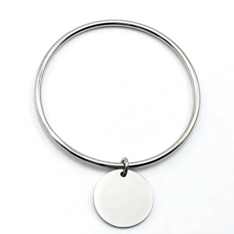 Classic Round Golden Charm Bangle Stainless Steel Women Fashion Jewelry Gold Color Z250616