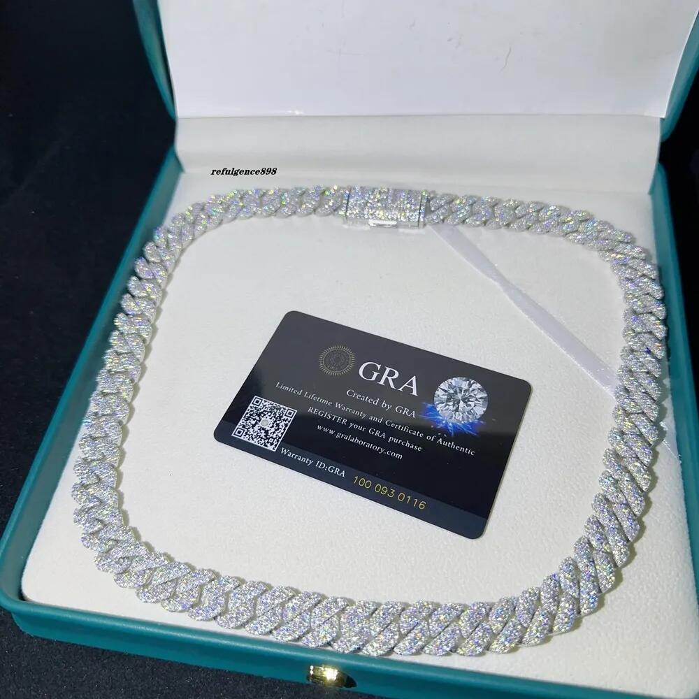 Cuban chain professional design, Moissanite 10mm wide necklace bracelet, hip-hop style, versatile, high-end and trendy accessories