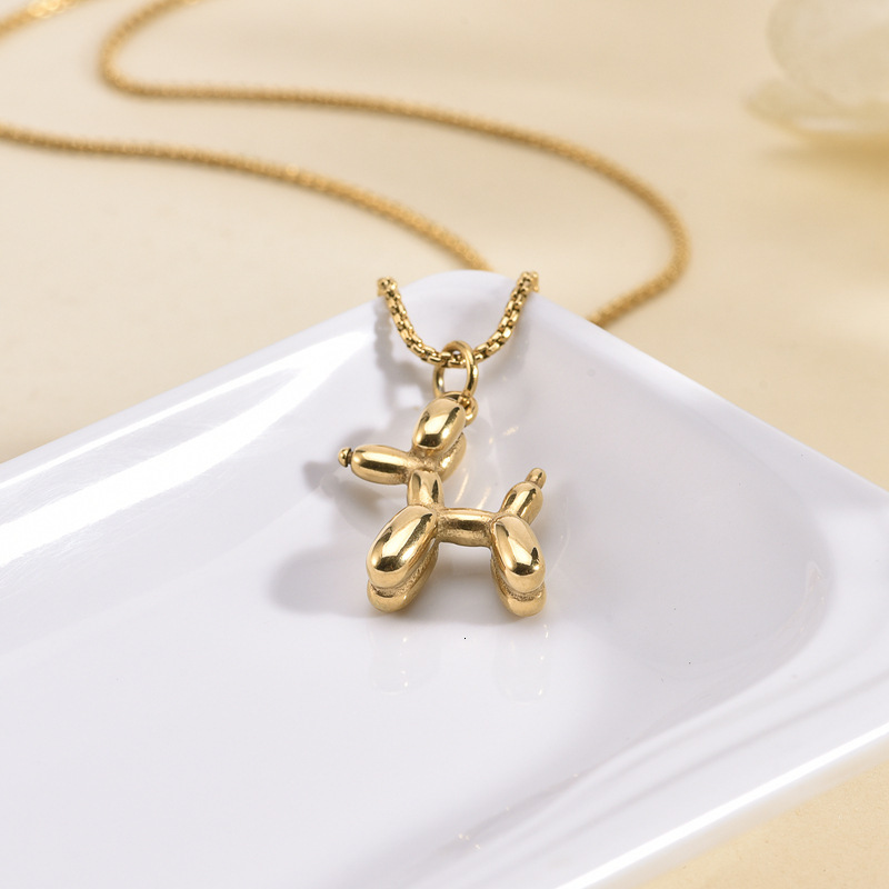 Fashion Light Personality Versatile Balloon Puppy Necklace for Women Titanium Steel Niche Design Non-Fading Jewelry