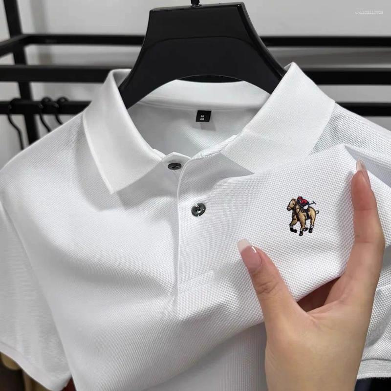 Men's Polos Pure Cotton Summer High-quality Shortsleeved Business Casual Comfortable Polo Shirt Exquisite Embroidery T-shirt