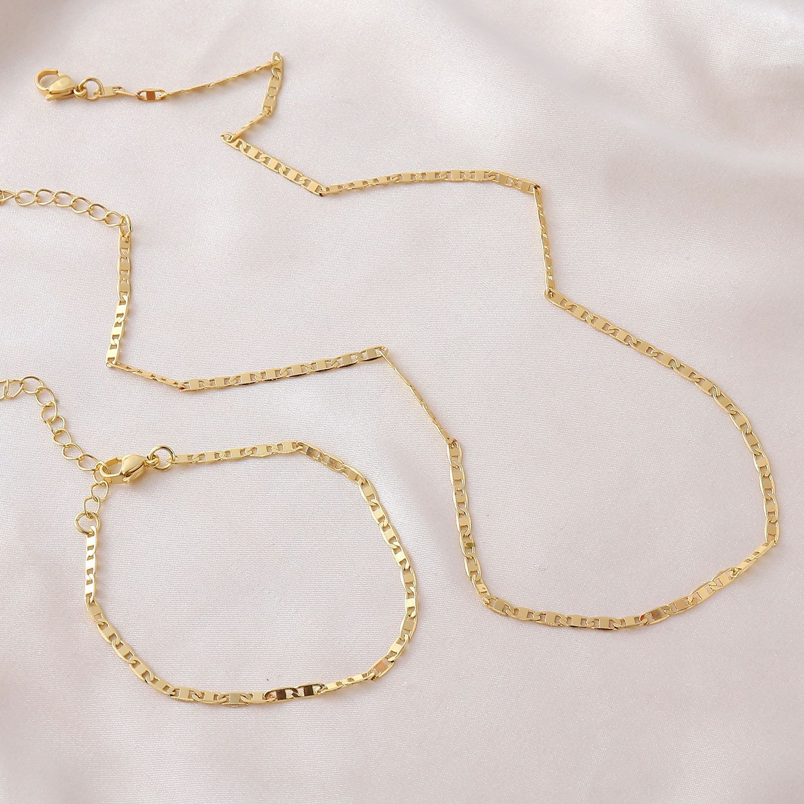 Anklets Minimalist Metal Anklets Women Gold Color Stainless Steel Figaro Rope Curb Link Leg Chain Basic Chic Lady Girl Jewelry 10inch 231109