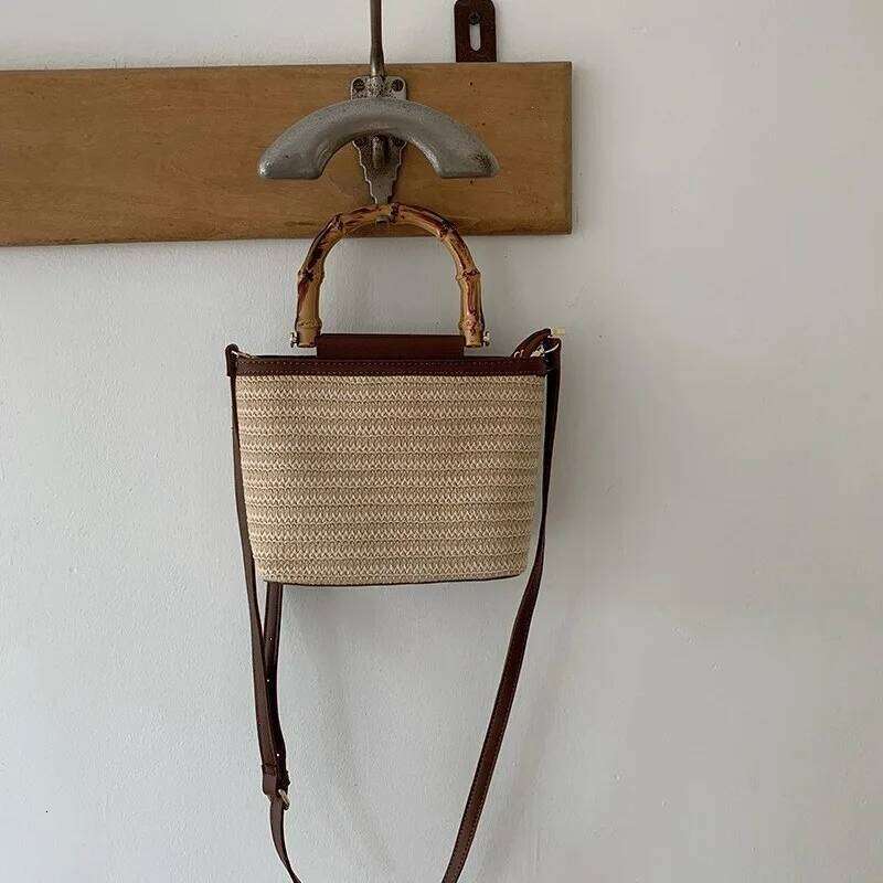 2025 New Texture Small Summer Niche Crossbody Woven Women's Hand-Woven Straw Bucket Bag