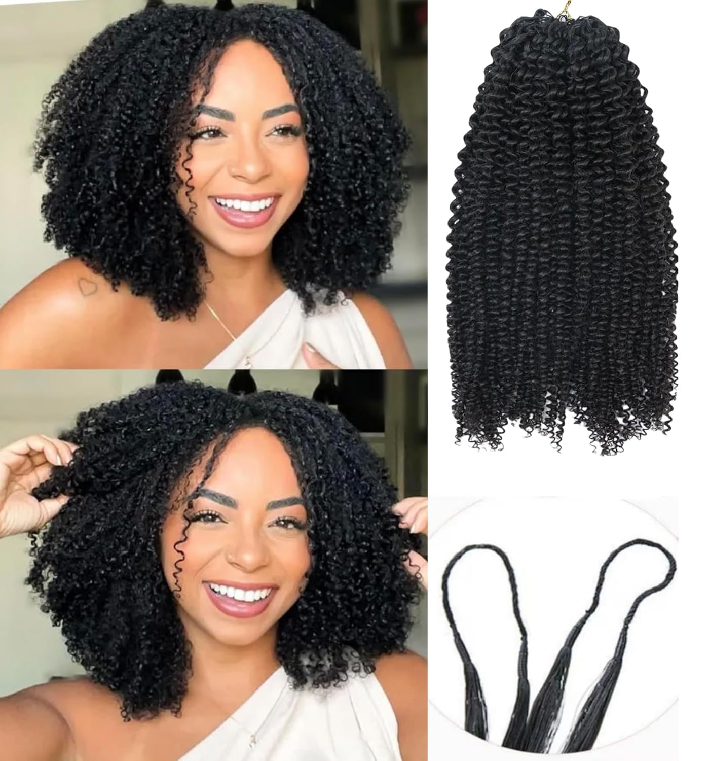 Knotless Pre-Separated Crochet Hair Extensions Human Hair Kinky Curly Feather Crochet Braid Hair Extensions 100% Human Hair Natural Color 100g/pack