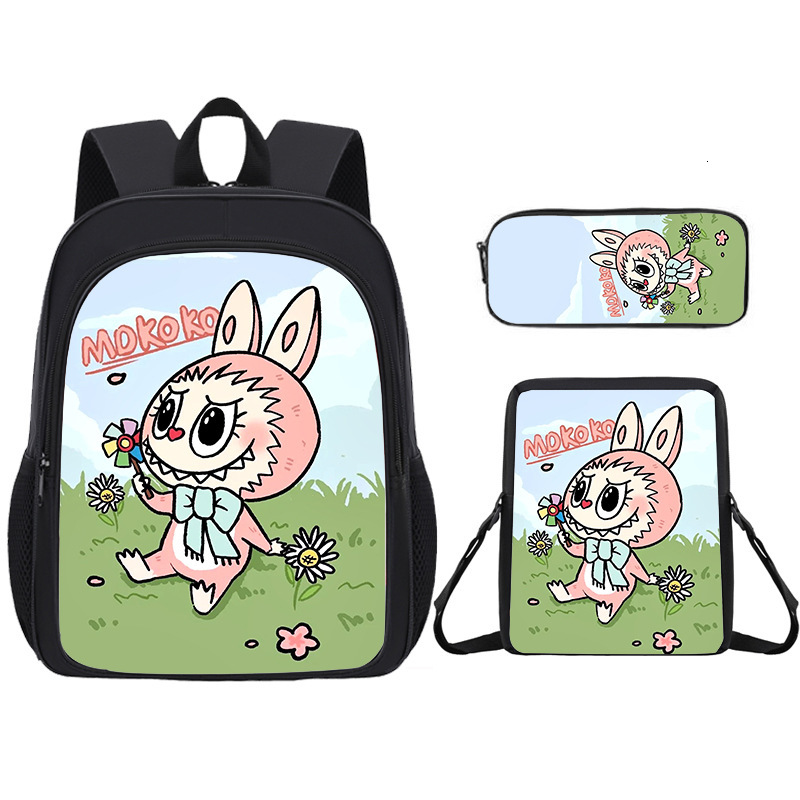 New Labubu Cartoon for Students, Cute Children's Double Shoulder Bag, Large Capacity Backpack