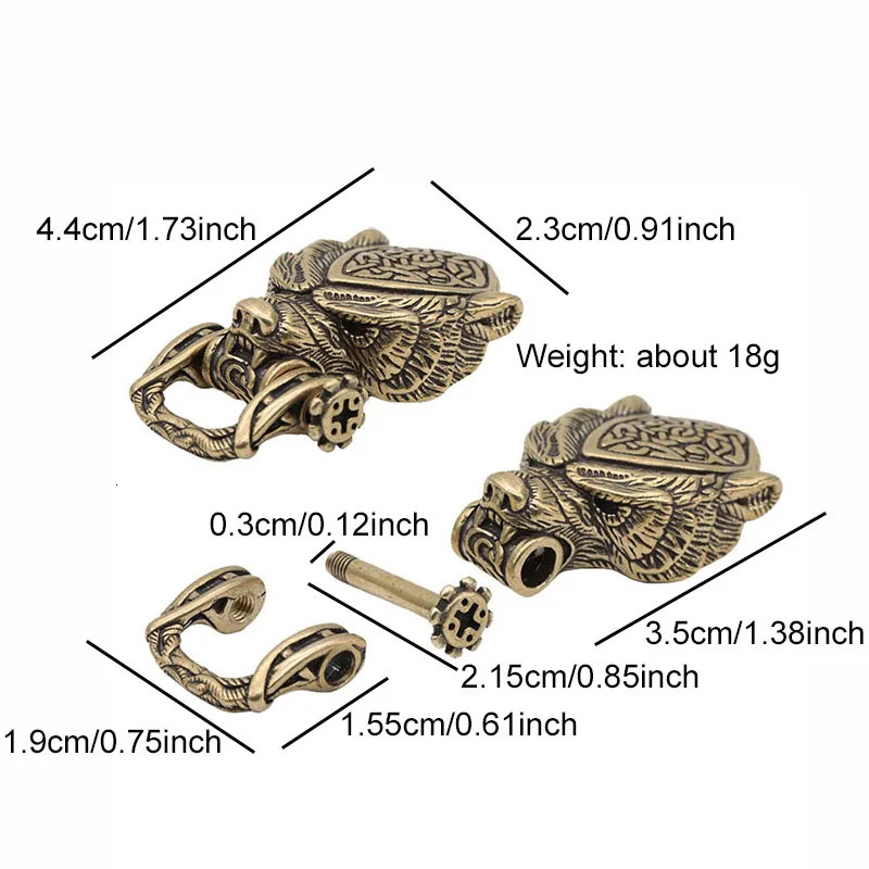 Bear Head Brass Buckle EDC Outdoor DIY Woven Paracord Survival Bracelets Supplies Accessories Retro Umbrella Rope Lanyard Beads 250611