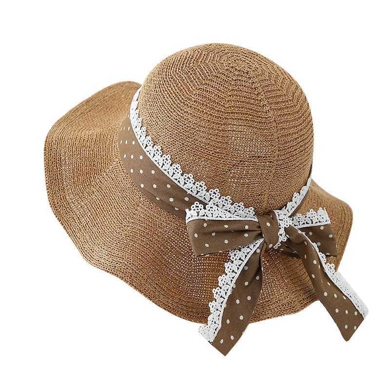 Dot Bow Womens Summer Bucket Hat Wide Brim Beach Sun Hat Elegant Fisherman Style For Outdoor Travel Fashion Accessories M250616