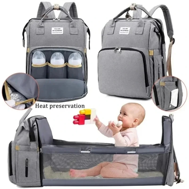 Mommy Bag Outdoor Bottle Diaper Bag Multi-functional Extended Bag Baby Seat Sleep Feeding Bag Large Capacity Backpack 250614