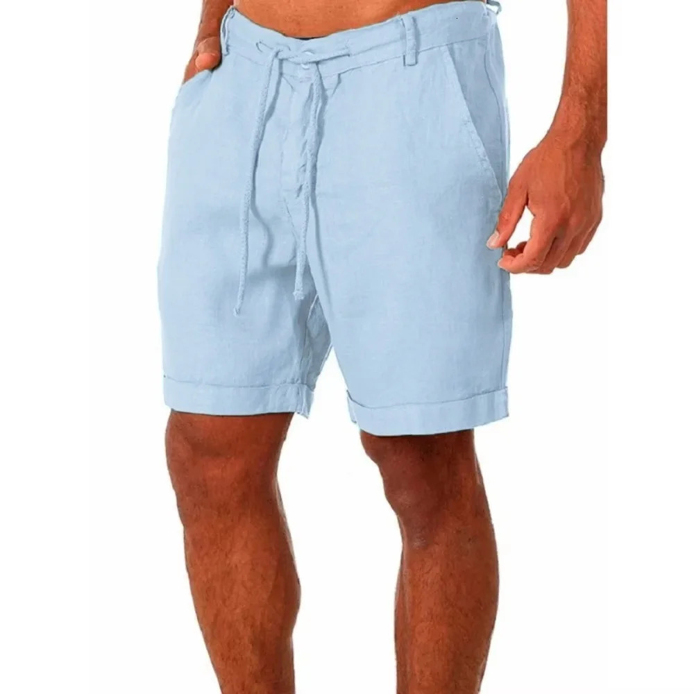 Summer Mens Cotton Linen Short Pants Male Casual Lightweight Breathable Solid Color Sport Shorts Fashion Fitness Streetwear 250614