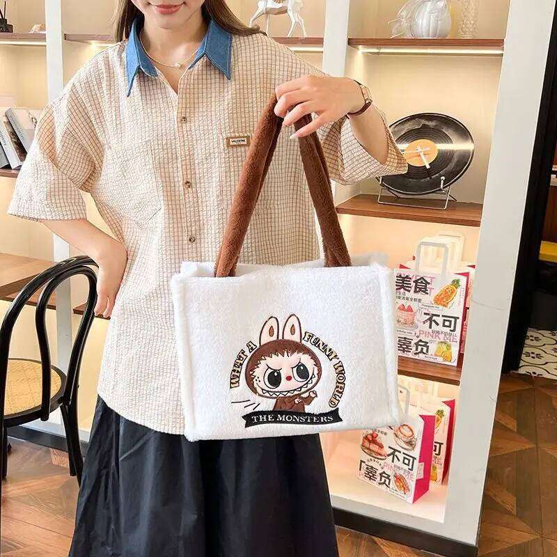 Women's Bags Designer Cute Labubu Single Shoulder Cartoon Anime New Large Capacity Portable Handbag For Girls Going Out Mobile Money Storage Bag