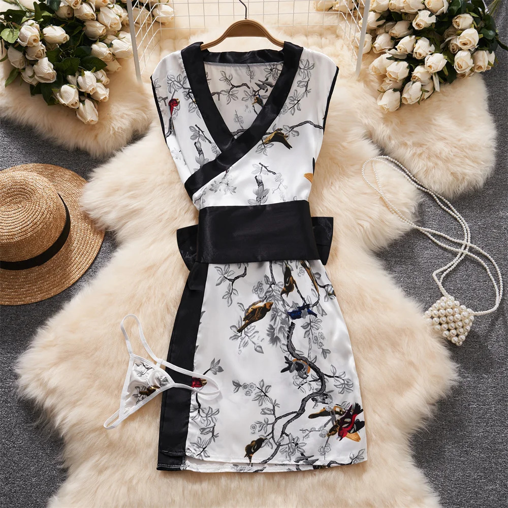 Vintage Sexy Womens Bodycon Strapless Camouflage Dress with Butterfly Chiffon Cardigan 3 Pieces Set 250609