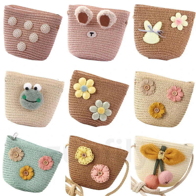 Summer Children Girls Shoulder Bag Daisy Flower Straw Messenger Kids Keys Coin Purse Cute Princess Mini Handbag 250615