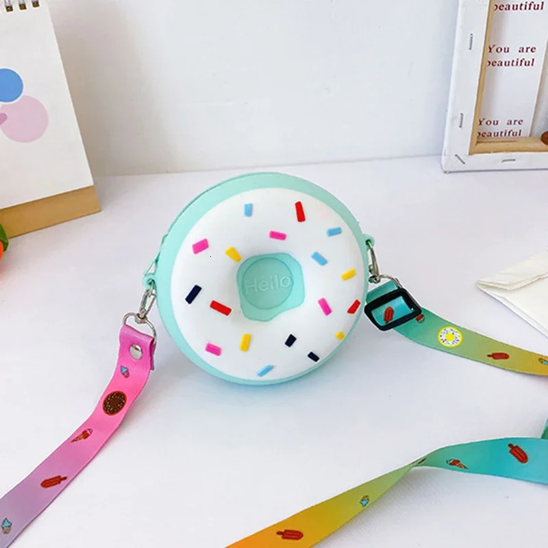 Round Donut Crossbody Bag Child Girl Children Shoulder Adjustable Strap Vacation Travel Rainbow Printed Pocket Package 250615
