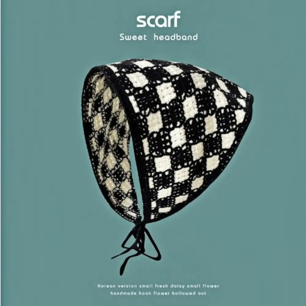 Sweet Knitted Turban French Pastoral Style Colorful Triangle Hair Band Check Wave Hair Accessories Headscarf for Women Girls 250610