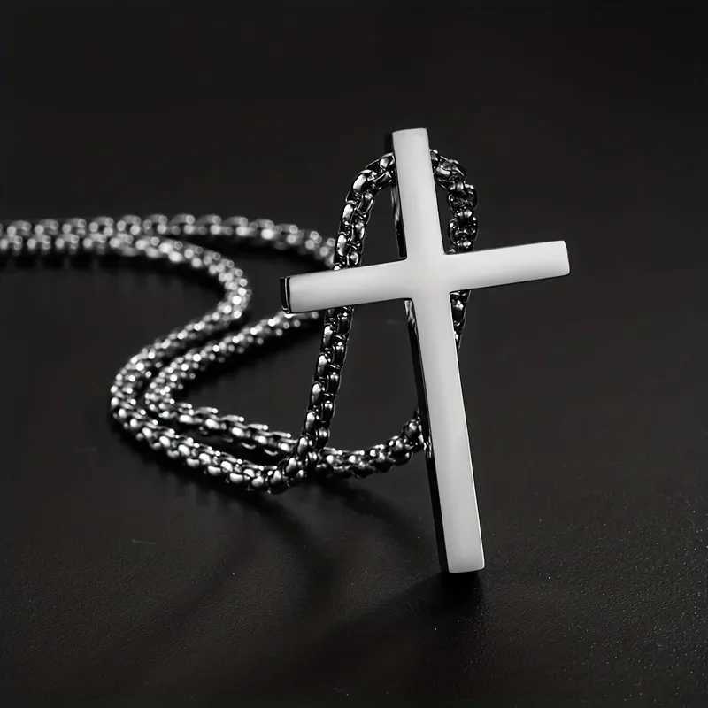 LATS Vintage Stainless Steel Chain Alloy Cross Pendant Necklace High Quality Jewelry Wholesale W250616