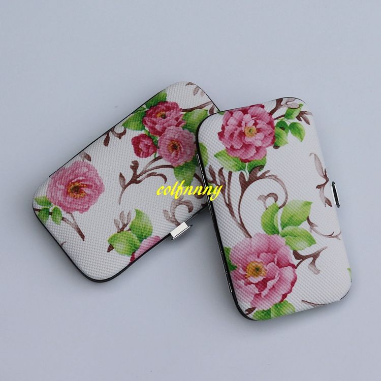 Flower print box Protable Manicure Set Nail Clippers Cleaner Grooming Kit Nail Care Nail Art Tool Sets