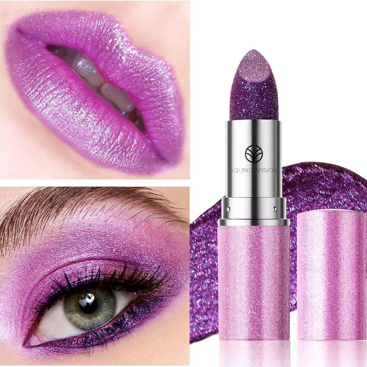 YOUNG VISION 6 colors available pearl with flash is not easy to fall temperature change lipstick color eye shadow happy