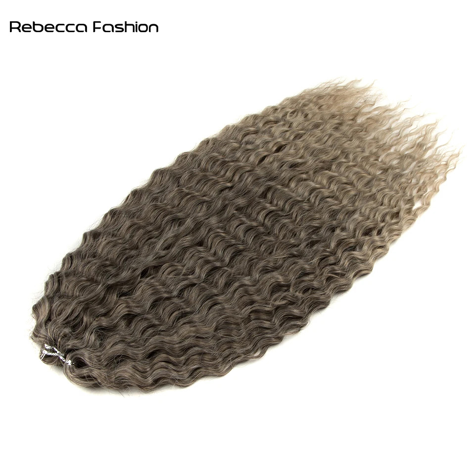 Rebecca Fashion Ariel Curl Water Twist Crochet Synthetic Braid Ombre Blonde 22 Inch Deep Wave Braiding Hair Extension