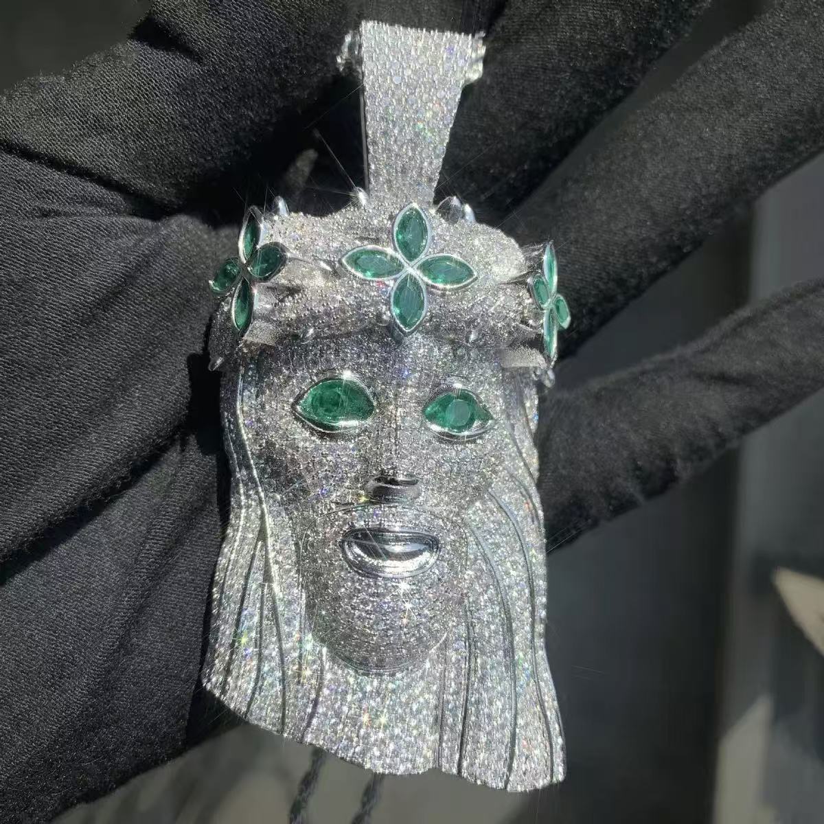Custom Luxury 3 Tall Jesus Pendant 925 Sterling Silver 14k Gold Plated Fancy Cutting Moissanite Jesus Head Pendant