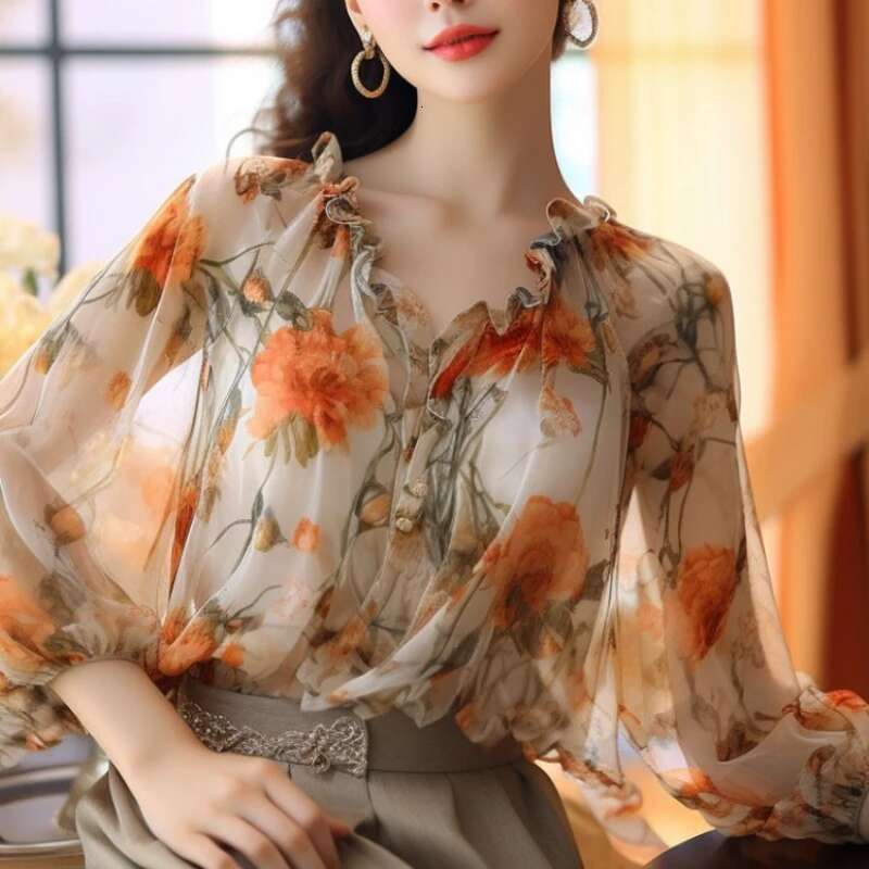 With Print Womens Shirt And Blouse V Neck Female Tops Elegant Youth Youthful Cute Summer 2025 Novelties Original Hot Promotion