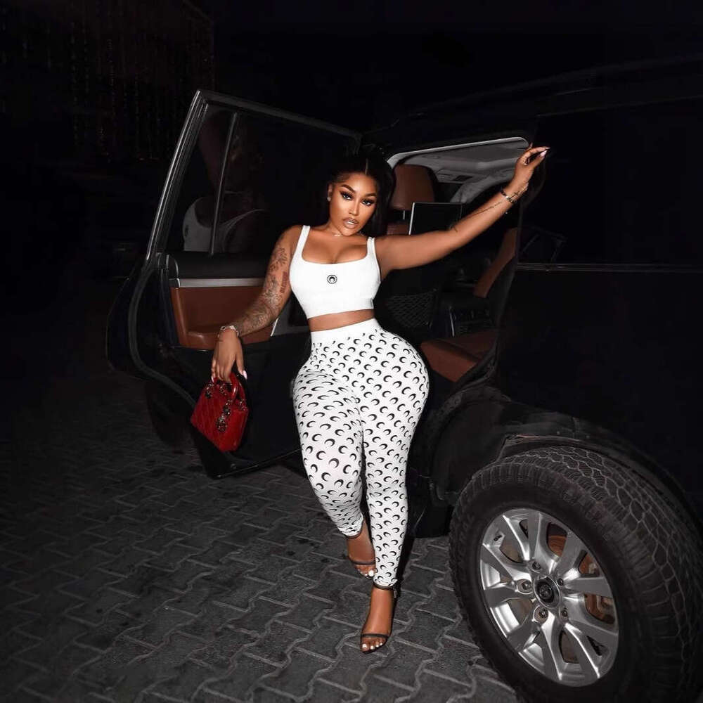 Summer New Women's Sexy Hot Girl Tight Camisole Top Bodycon Printed Long Pants Set B5