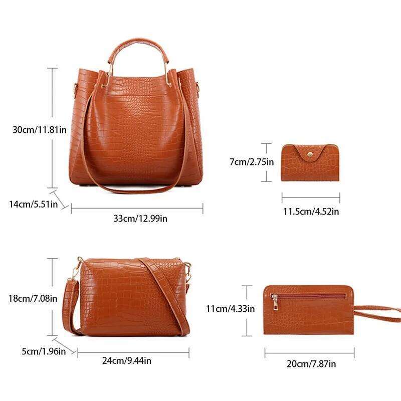 Women Fashion Crocodile Pattern Handbags Large Capacity Work Tote Bag Crossbody Purse Wallet Set for Travel, Beach, Shopping