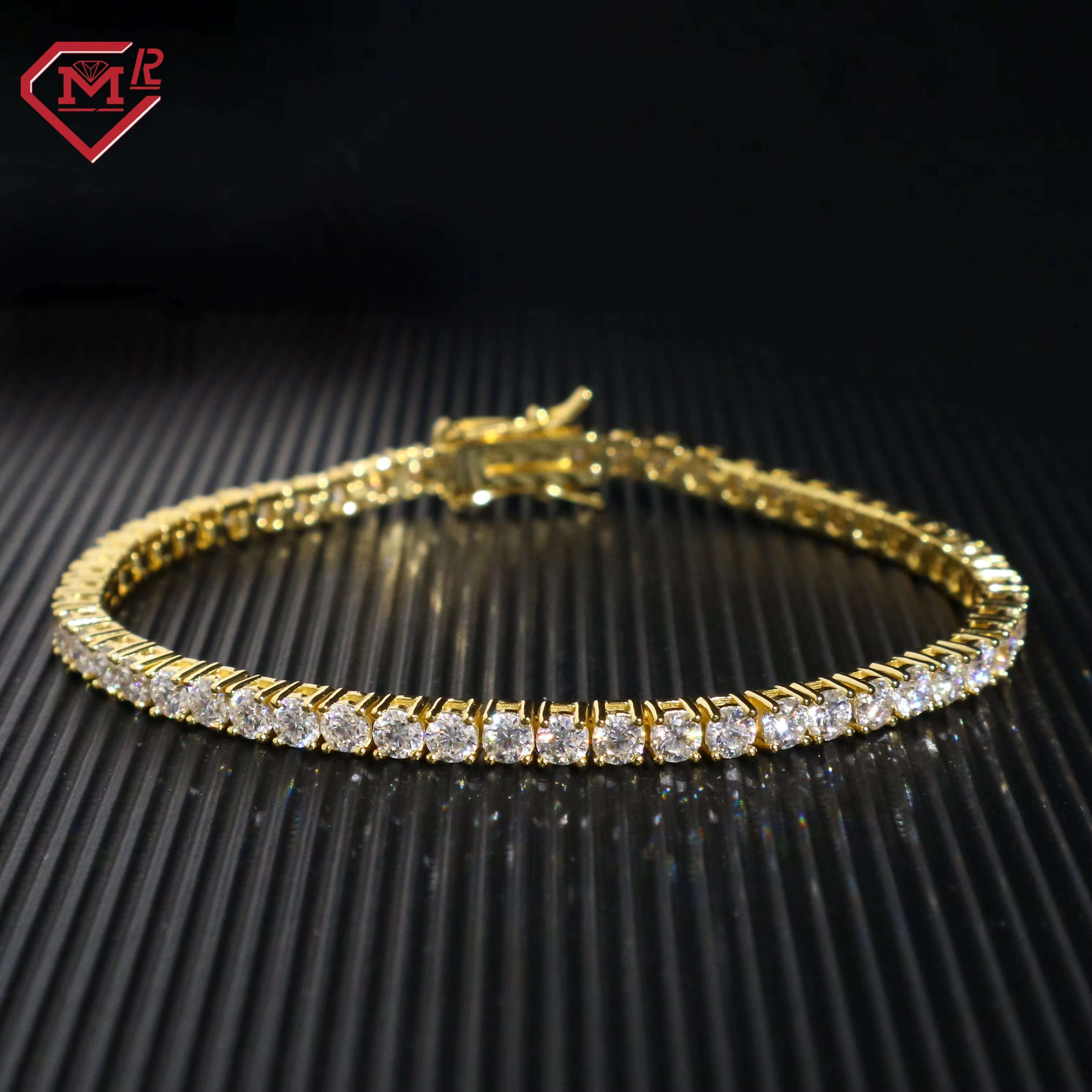 4mm Moissanite Tennis Chain 925 Silver Pass Diamond Tester Vvs Iced Out Moissanite Tennis Bracelet