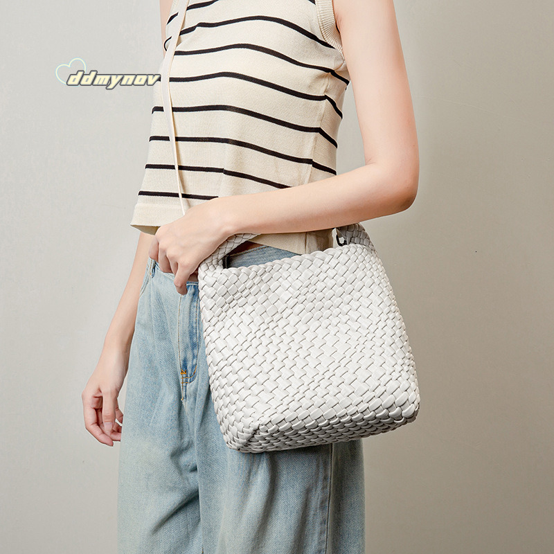 Niche Handwoven Summer Solid Color Basket Handbag Mother-Daughter Casual Shoulder Crossbody Bag ddmynov ddmynov