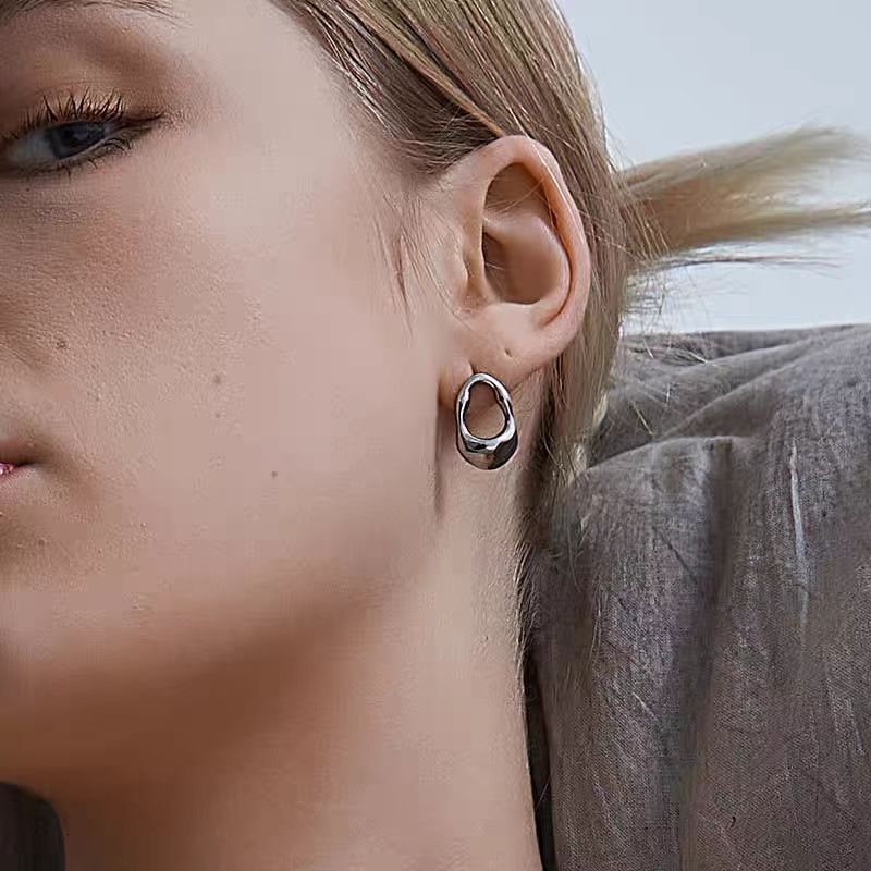 Fashion Style Personality Geometric Irregular Earrings for Women Titanium Steel Non-Fading Jewelry