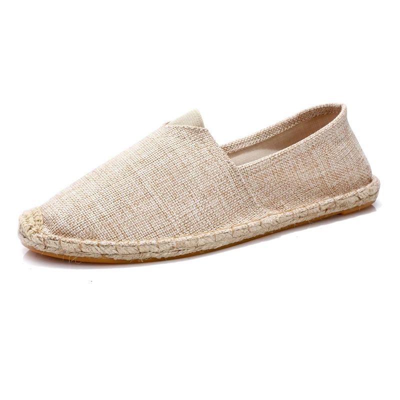 Women Sewing Flax Shoes Slip on Loafers Casual Shoes Man Espadrilles Hemp Canvas Flat Shoes Plus Size Fisherman Driving Footwear 250613
