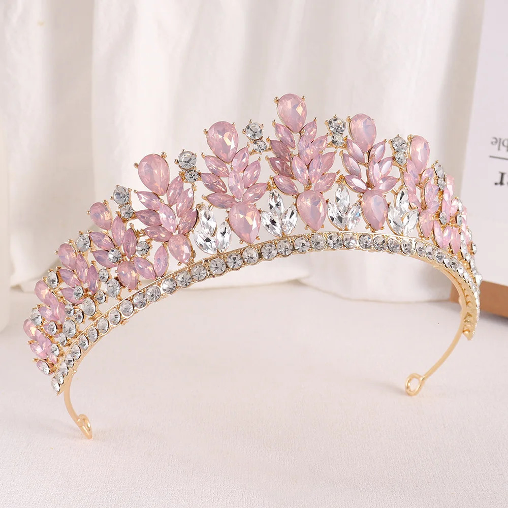 Baroque Green Opal Wedding Headband Crystal Bridal Crowns Tiaras Hair Jewelry Accessories Women Rhinestone Headwear Queen Diadem 250603