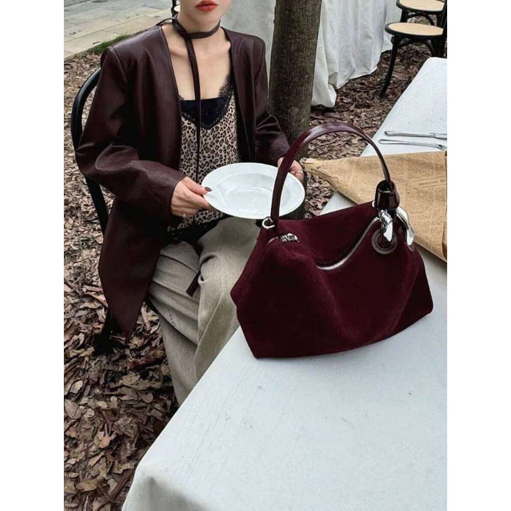Bags Designer Upgrade Version Dark Red Coffee Matte Suede Leather Pillow Tote High Quality Women's Handbag Winter Autumn Female Shoulder Bag