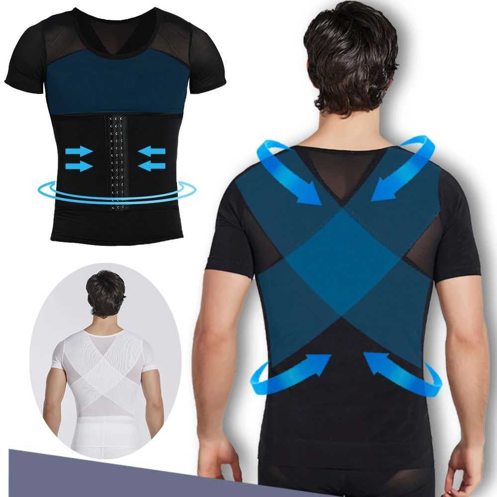 Men Shapewear T-Shirt Tummy Control Tight Slimming Body Shaper Shirt for Abdomen Control W250616